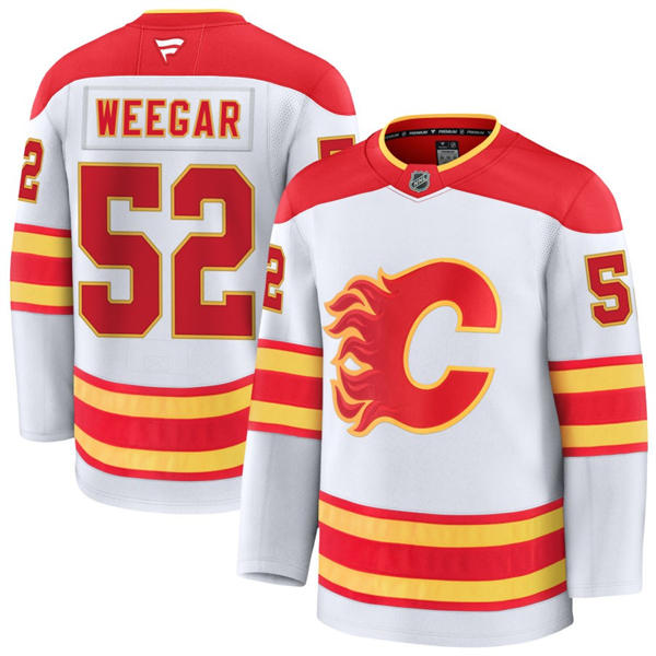 Men's Calgary Flames #52 MacKenzie Weegar Fanatics White Away Player Jersey